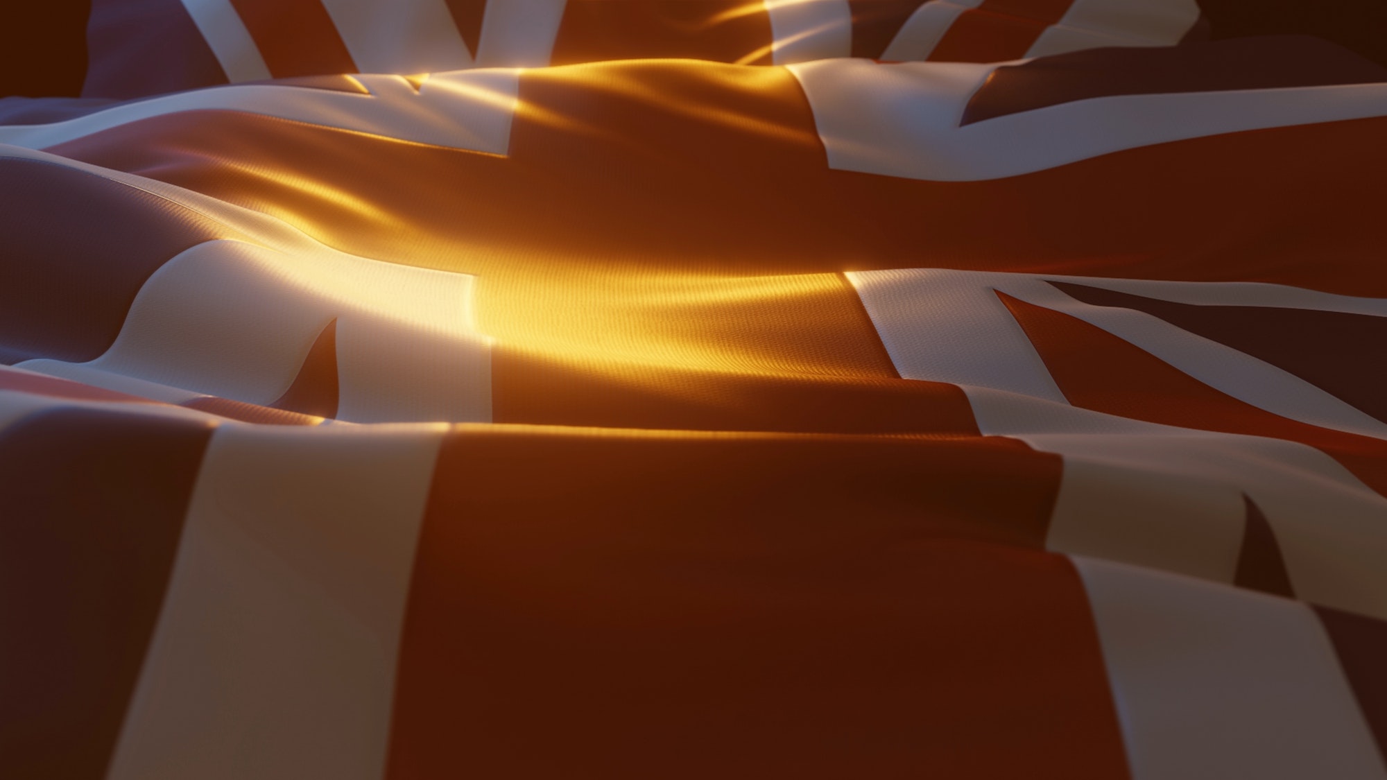 United Kingdom / UK Flag Close up with Atmospheric Lighting