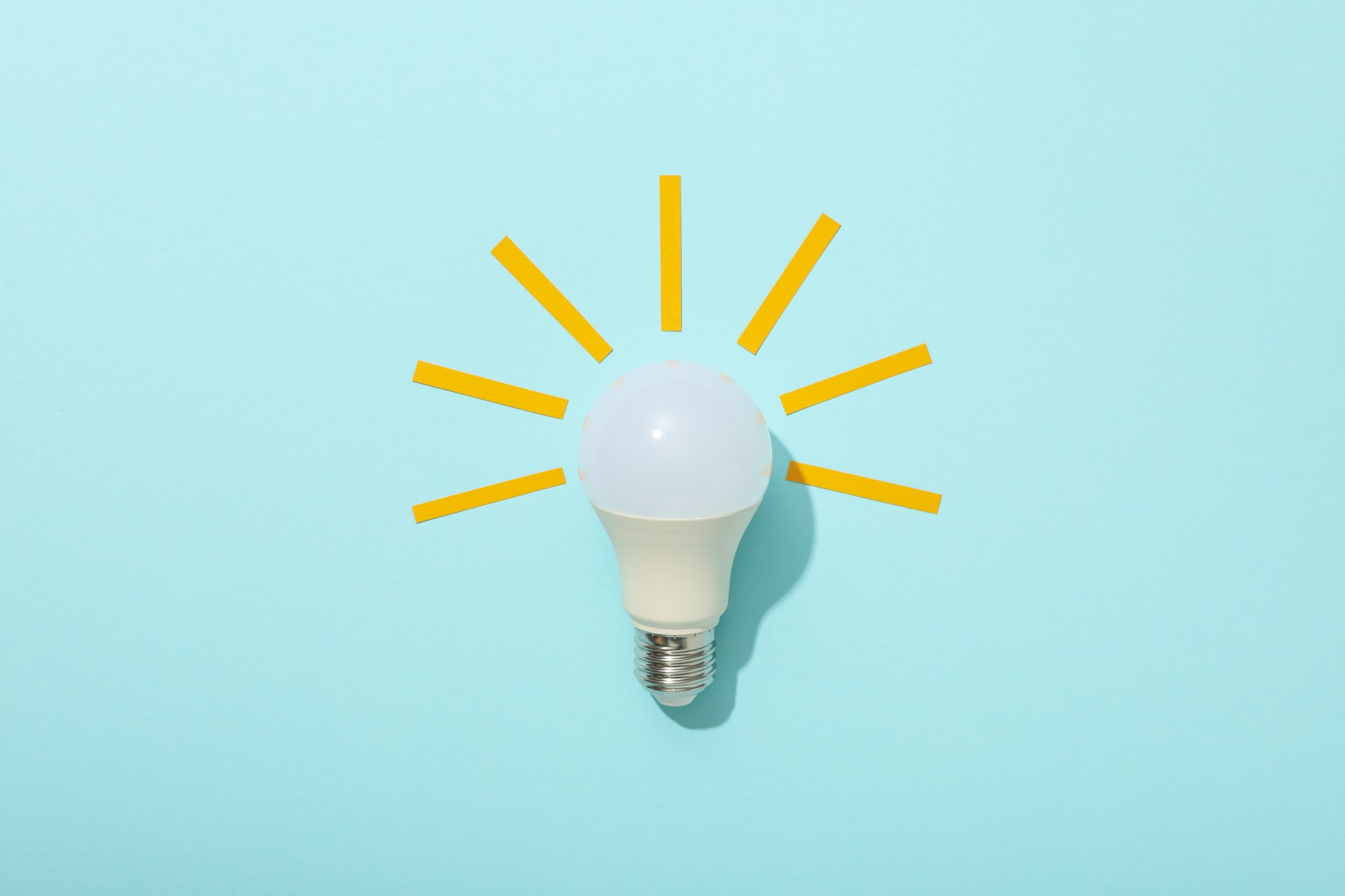 A light bulb on a blue background