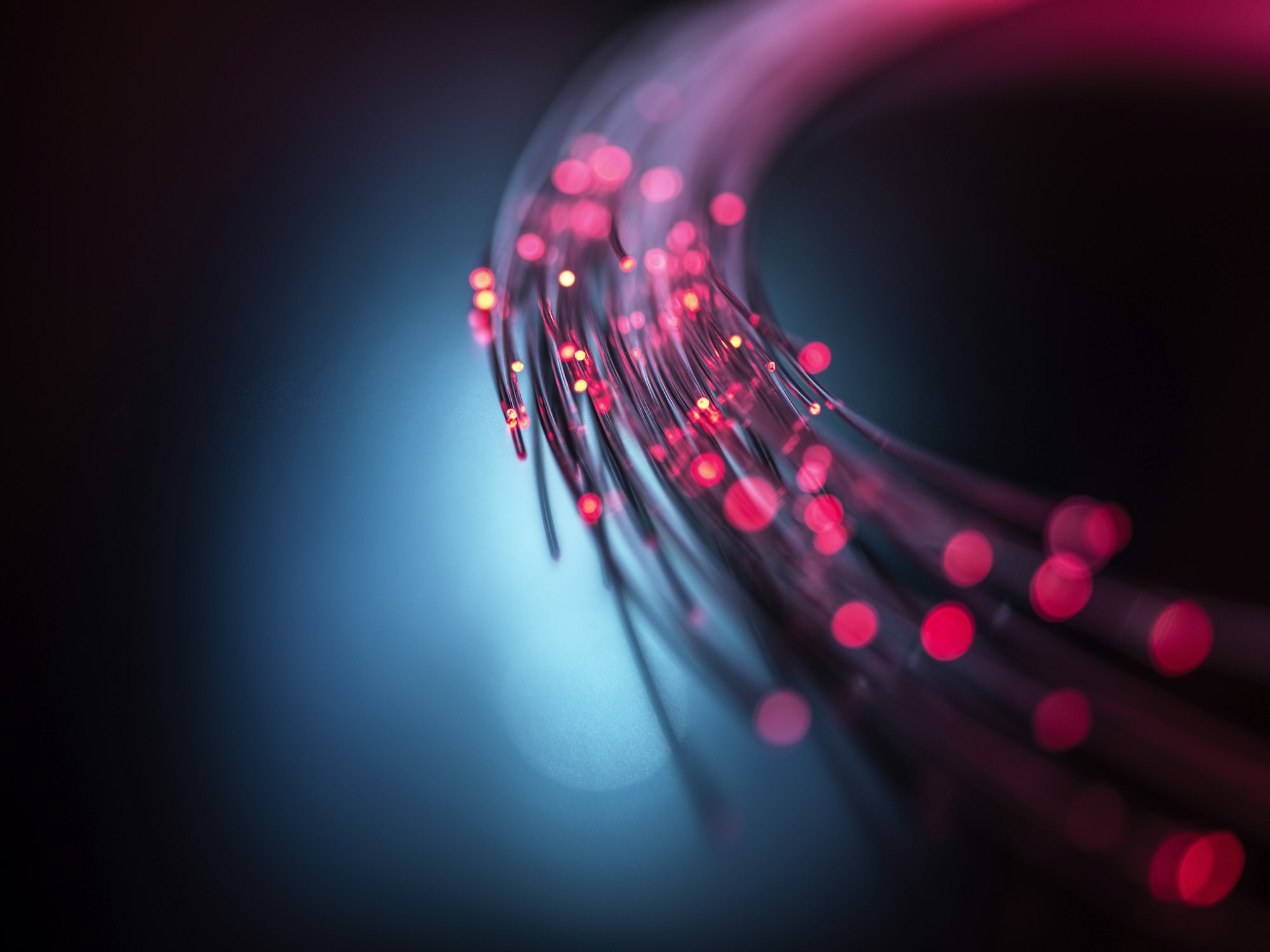 Fibre optics carrying data through the internet.