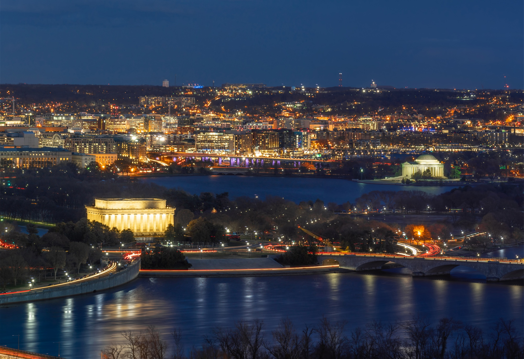 Panorama Top view scene of Washington DC down town which can see United states Capitol, washington