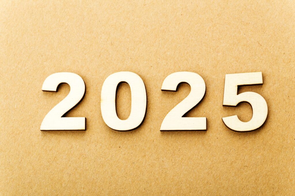 Wooden text for year 2025