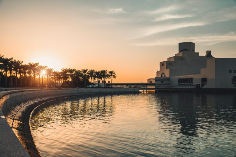 The Museum of Islamic Art, central Doha, Qatar during sunset