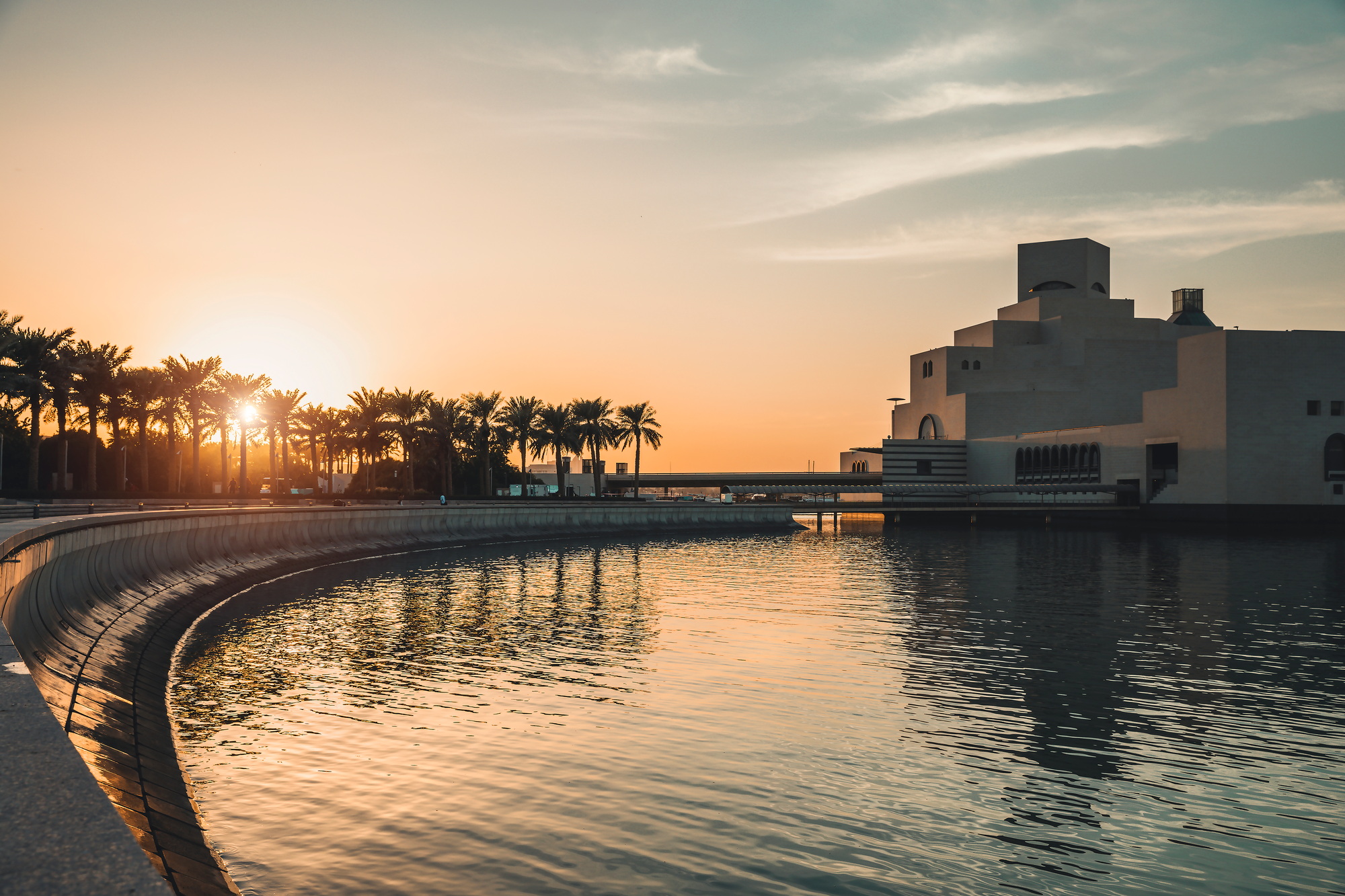 The Museum of Islamic Art, central Doha, Qatar during sunset