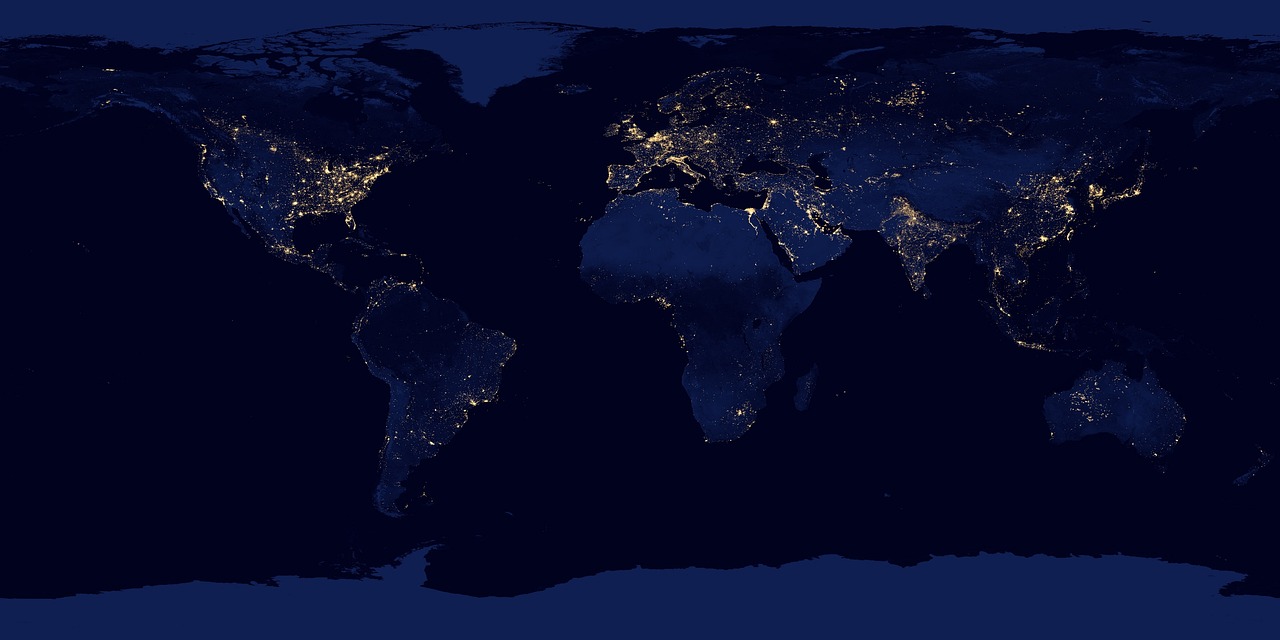 world, map, world map, satellite image, continents, satellite map, earth, night, dark