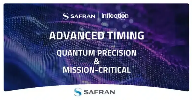 Logos of Safran Electronics & Defense and Infleqtion representing their collaboration on next-gen quantum precision timing solutions.