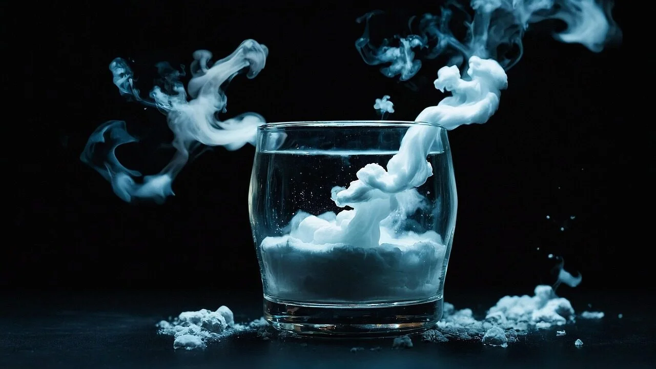 ai generated, glass, smoke, steam, substance, chemical, reaction