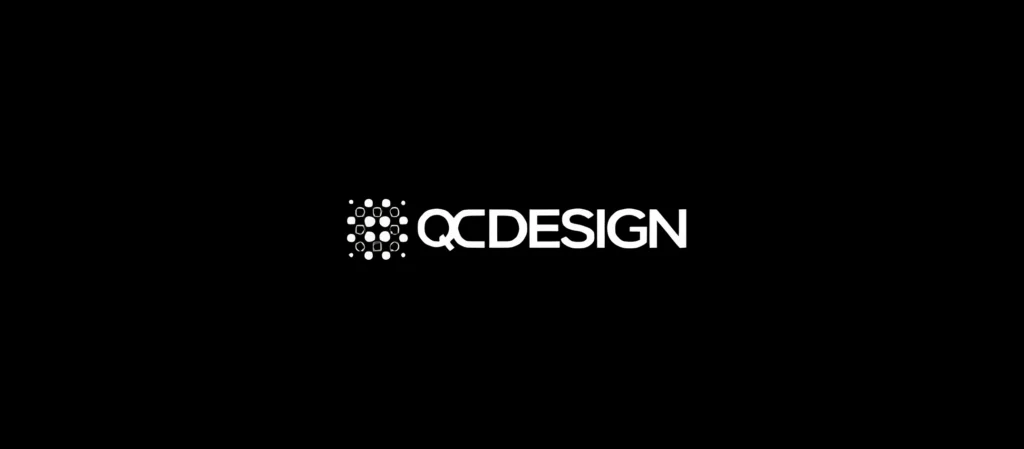 QC Design logo on plain black background