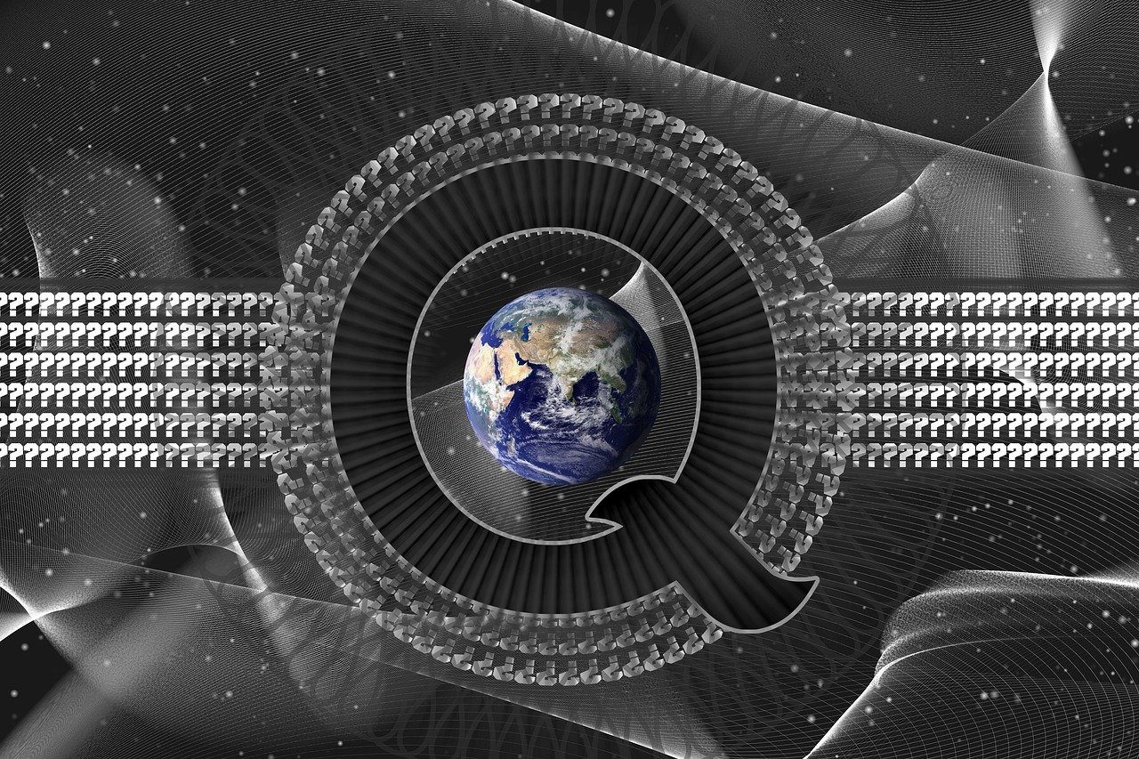 quantum computer, entanglement, lines, abstract, superposition, algorithm, quantum error correction, quantum supremacy, simulator, quantum field theory, chromodynamics, gravity, question, question mark