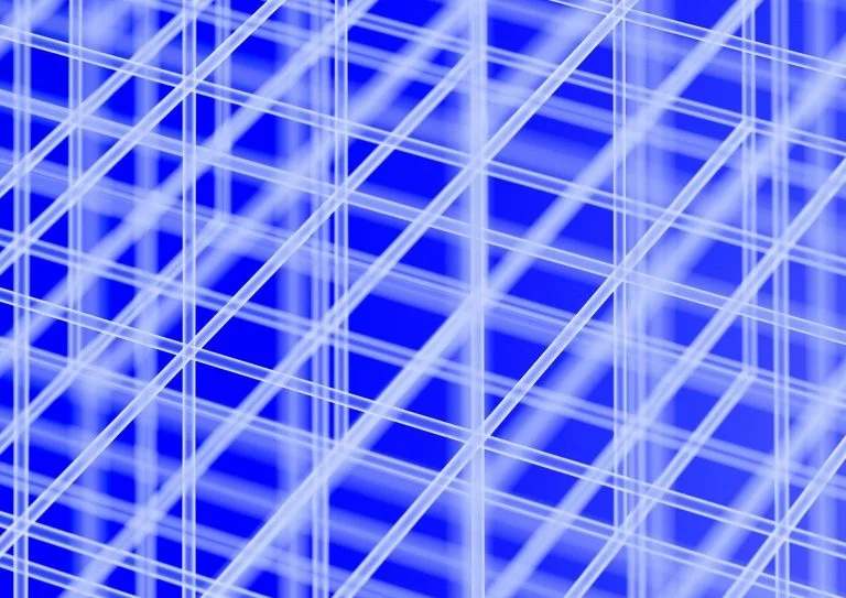 a close up of a blue and white building