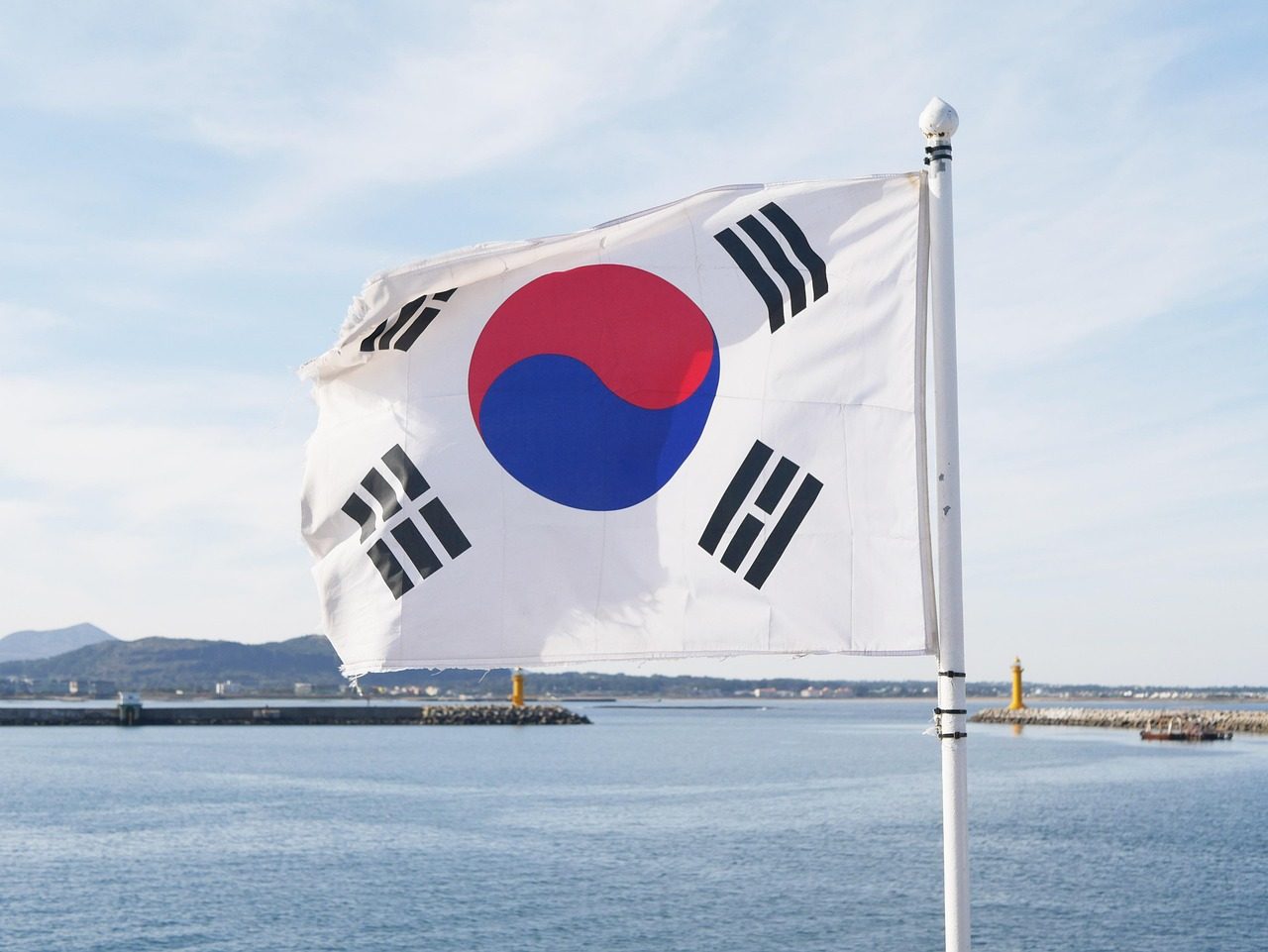 korean flag, republic of korea, nature, korea, flag, jeju island, udo island, ocean, wind