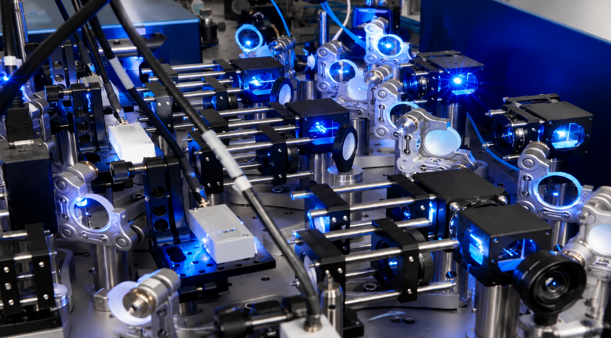 Lasers in the prototype of Atom Computing’s neutral atom quantum computer. Atom Computing