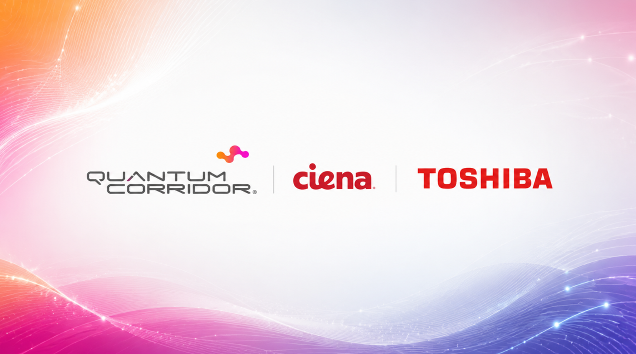 Quantum Corridor, Ciena, and Toshiba logo