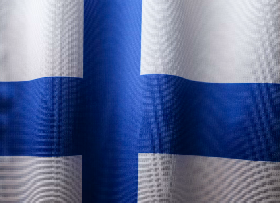 Close up shot of finland flag.