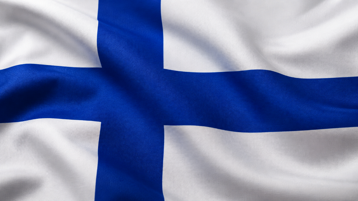 Close up shot of finland flag.