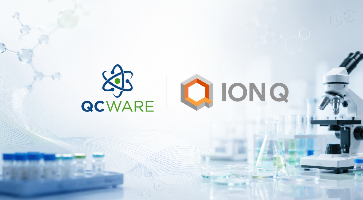 QC Ware and IonQ logo.