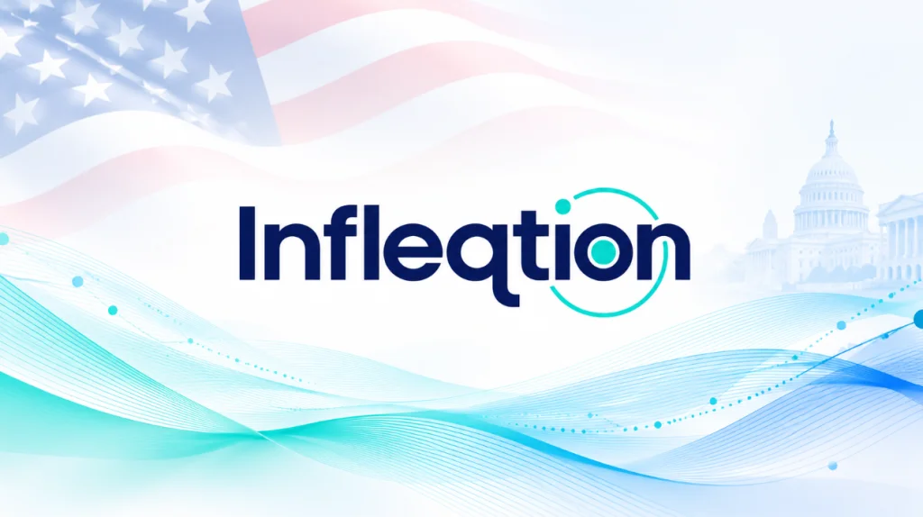 Infleqtion logo with USA flag in background
