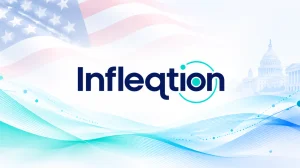 Infleqtion logo with USA flag in background