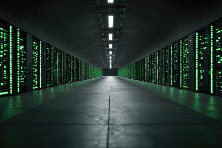 ai generated, data center, server, data, network storage, server room, network, technology, green, high-tech servers, computer, futuristic, storage, high-tech, lights