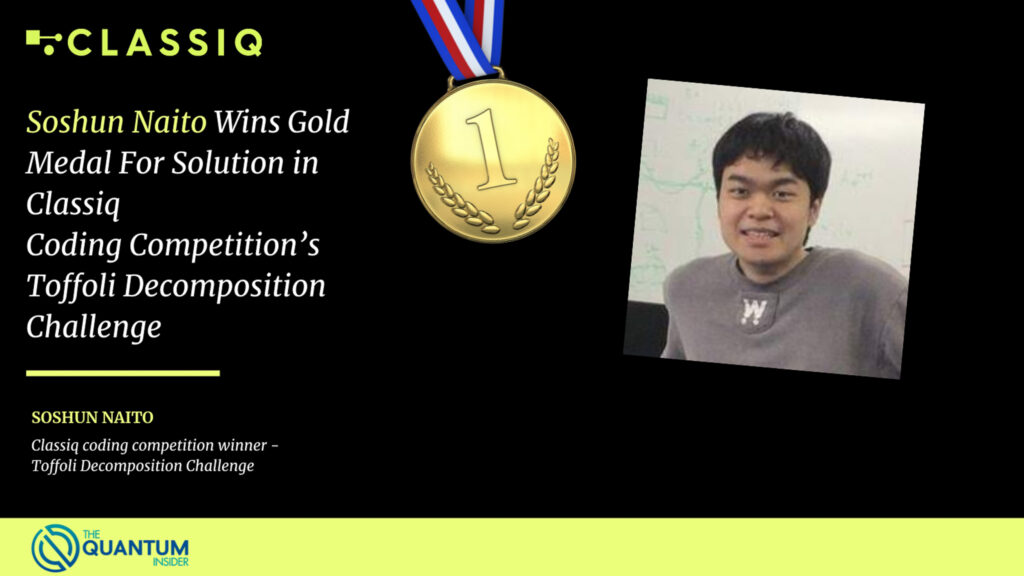 Soshun Naito Wins Gold Medal For Solution in Classiq Coding Competition’s Toffoli Decomposition Challenge