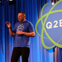 Quantum computer software startup QC Ware CEO Matt Johnson speaks at the company’s annual Q2B quantum computer conference in San Jose, California, in this December 10, 2019 handout photograph. Courtesy of QC Ware/Handout via REUTERS