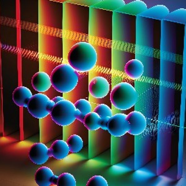 Illustration of an optical frequency comb probing gas molecules.
Alex Belsley