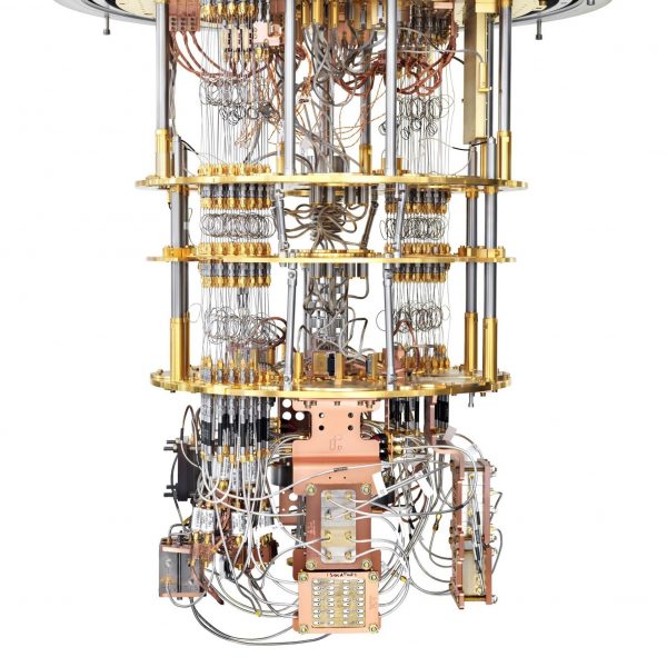 A Rigetti quantum computer based on superconducting qubits.