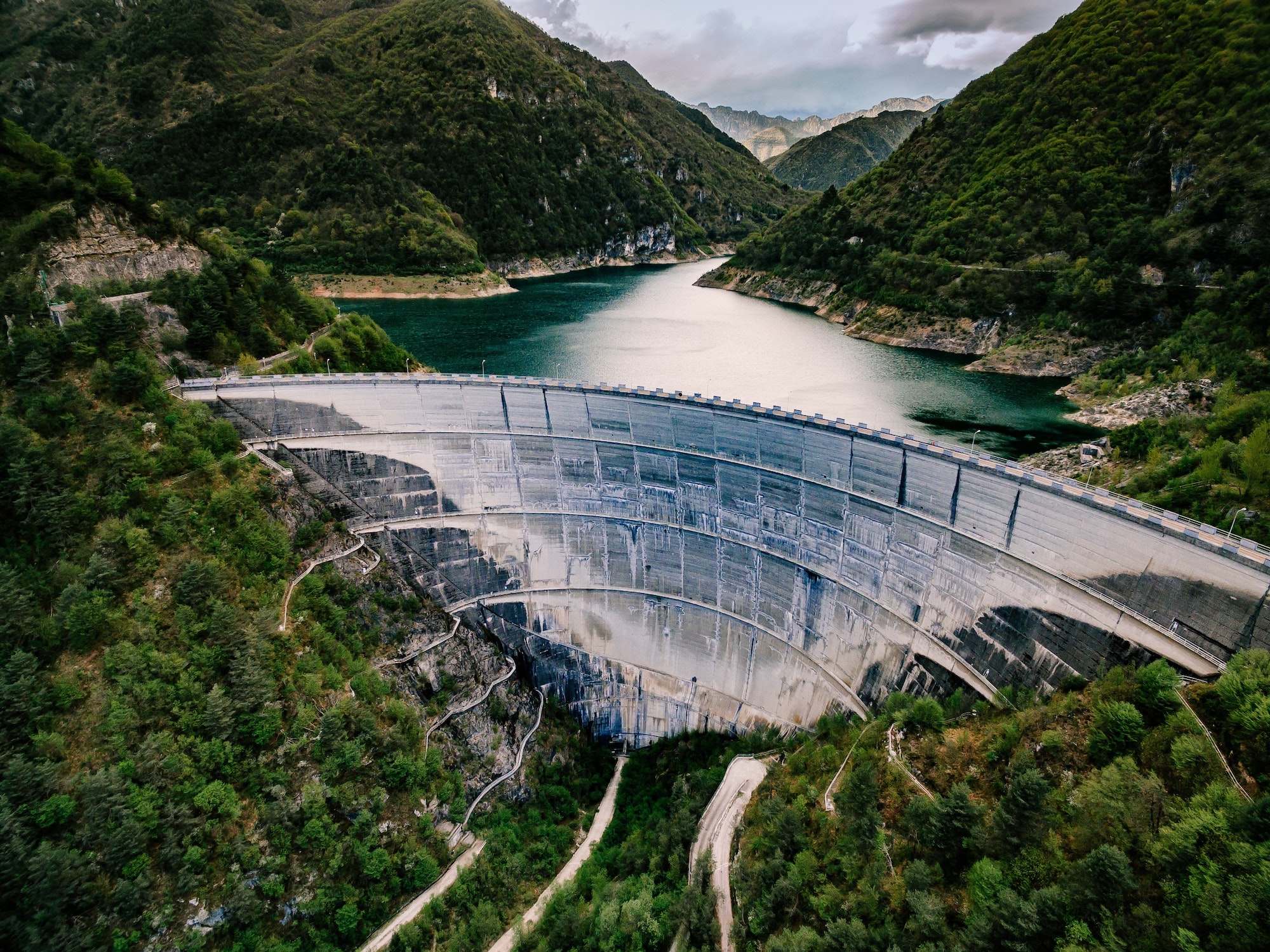 Valvestino Dam in Italy. Hydroelectric power plant.